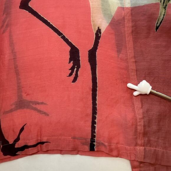 One Hundred Stars Crane Print Kimono Robe Coral Pink Modal Blend OS - Picture 10 of 16